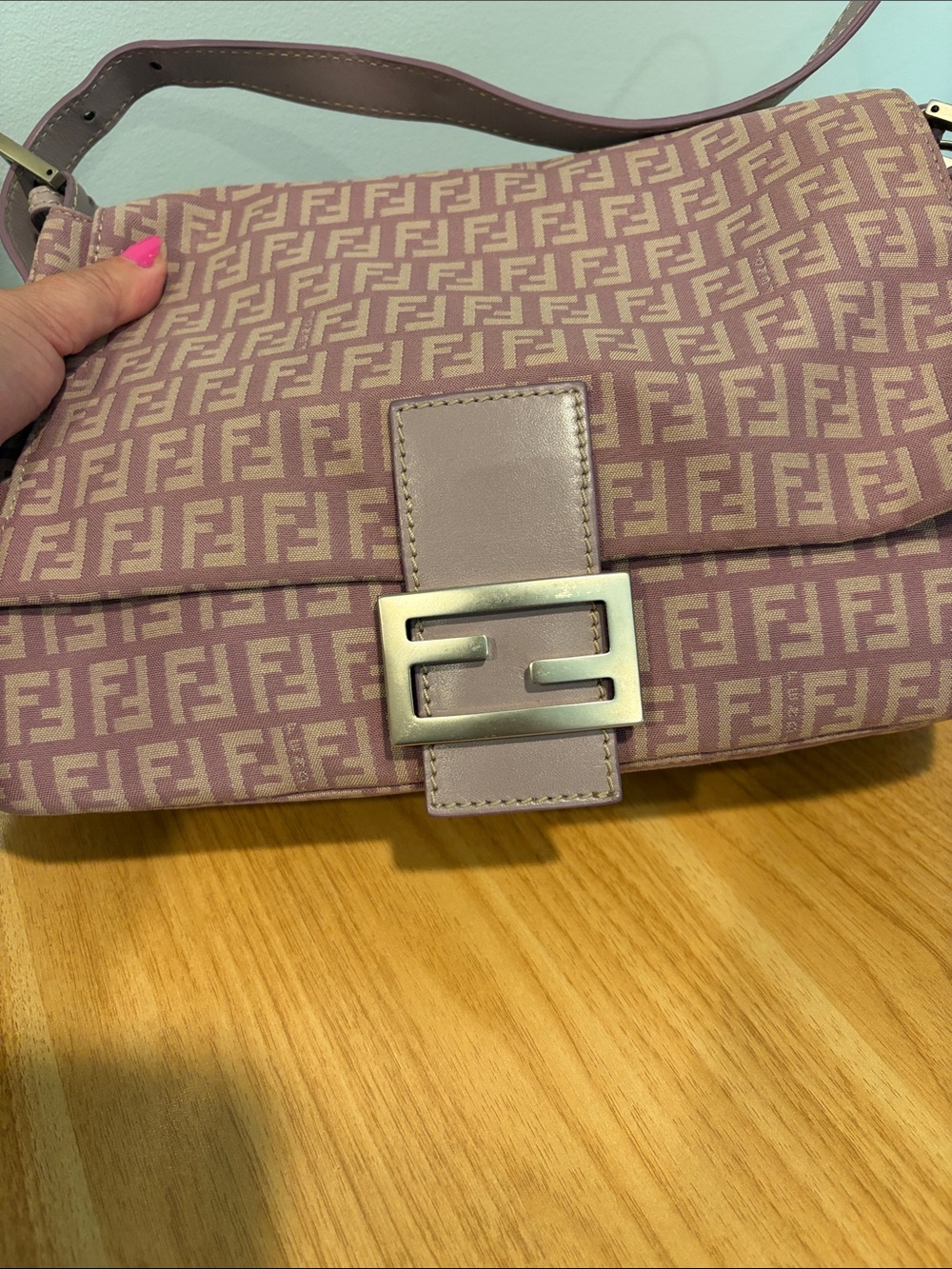 fendi Zucchino Canvas Mamma Baguette Shoulder Bag